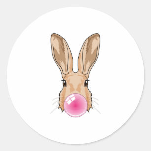 Bunny with Chewing gum Classic Round Sticker