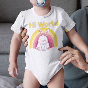 Bunny with colorful rainbow baby bodysuit