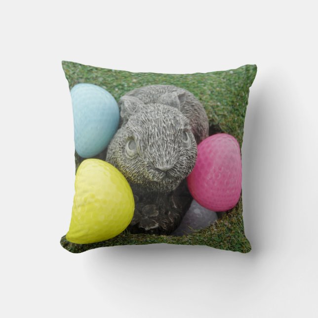 Bunny with coloured golf balls cushion (Front)