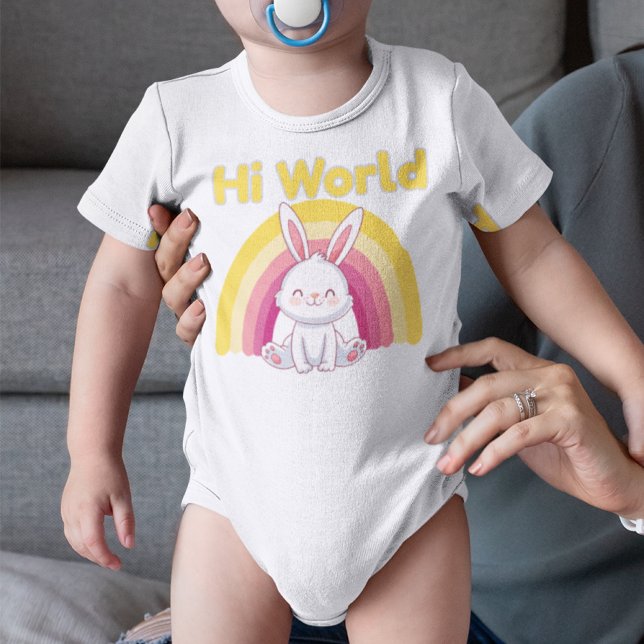 Bunny with colourful rainbow baby bodysuit (Creator Uploaded)