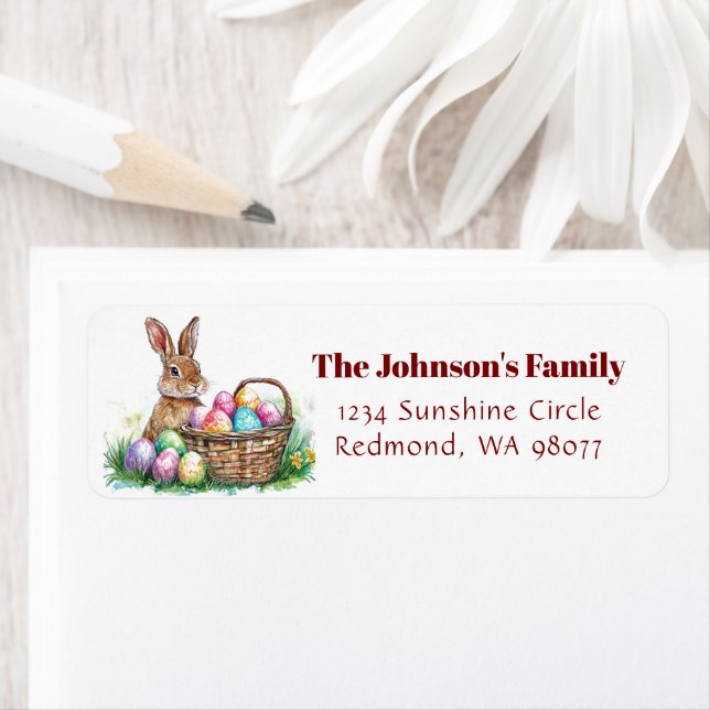 Bunny with decorative eggs I floral Easter address (Insitu)
