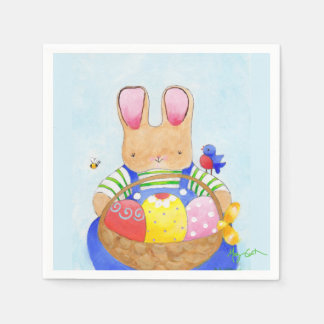 Bunny with Easter Basket Paper Napkins