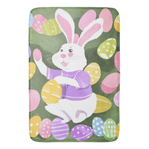 bunny with easter eggs bath mat