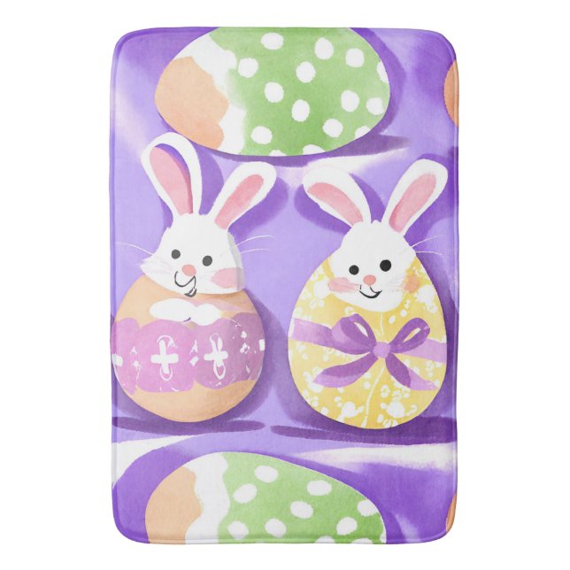 bunny with easter eggs bath mat (Front Vertical)
