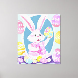 bunny with easter eggs canvas print