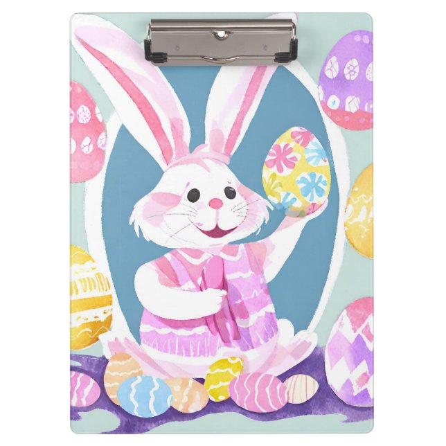 bunny with easter eggs clipboard (Front)