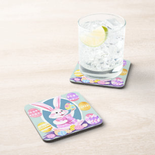 bunny with easter eggs coaster