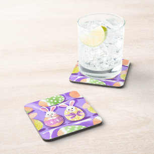 bunny with easter eggs coaster