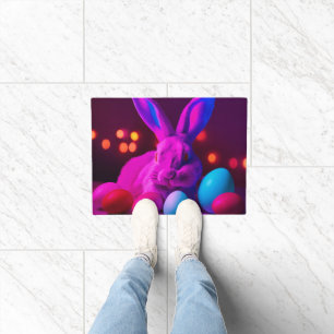 bunny with easter eggs doormat