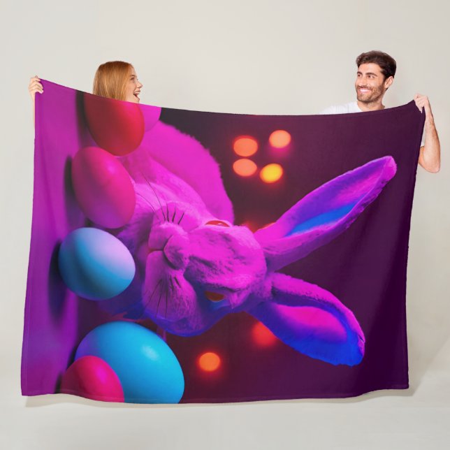 bunny with easter eggs fleece blanket (In Situ)