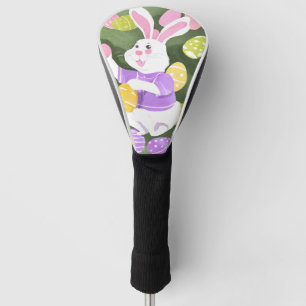 bunny with easter eggs golf head cover