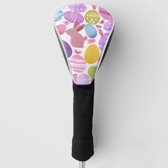 bunny with easter eggs golf head cover (Front)