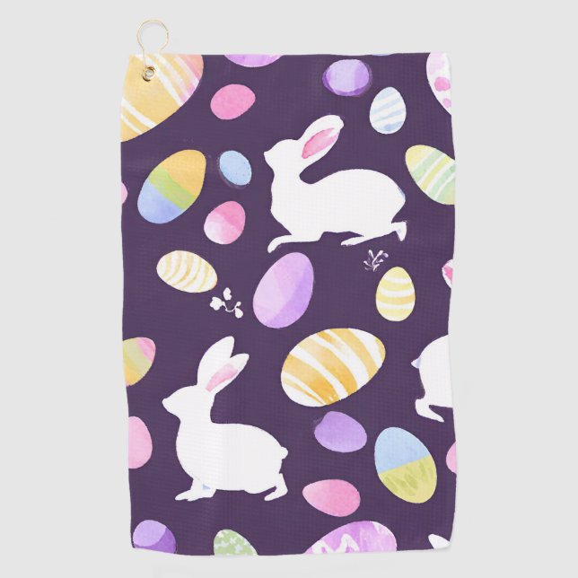 bunny with easter eggs golf towel (Front)