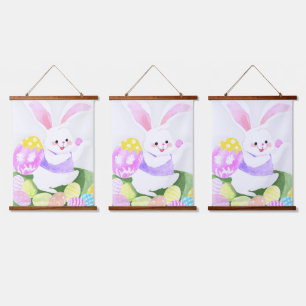 bunny with easter eggs hanging tapestry