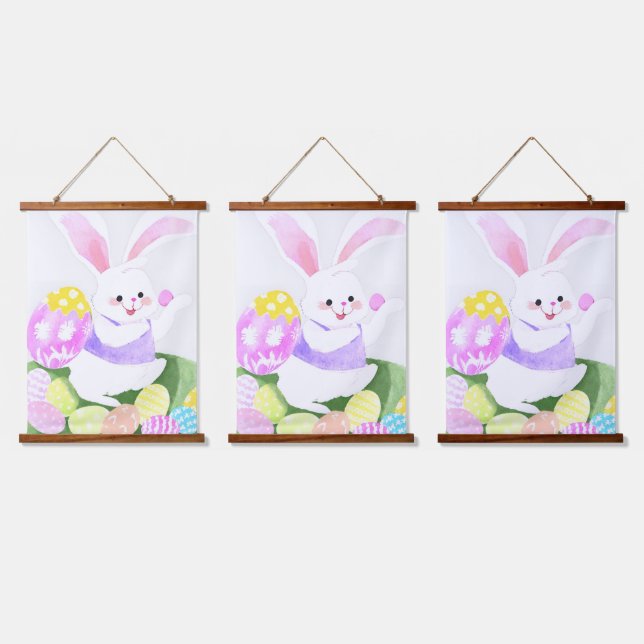 bunny with easter eggs hanging tapestry (Triple)