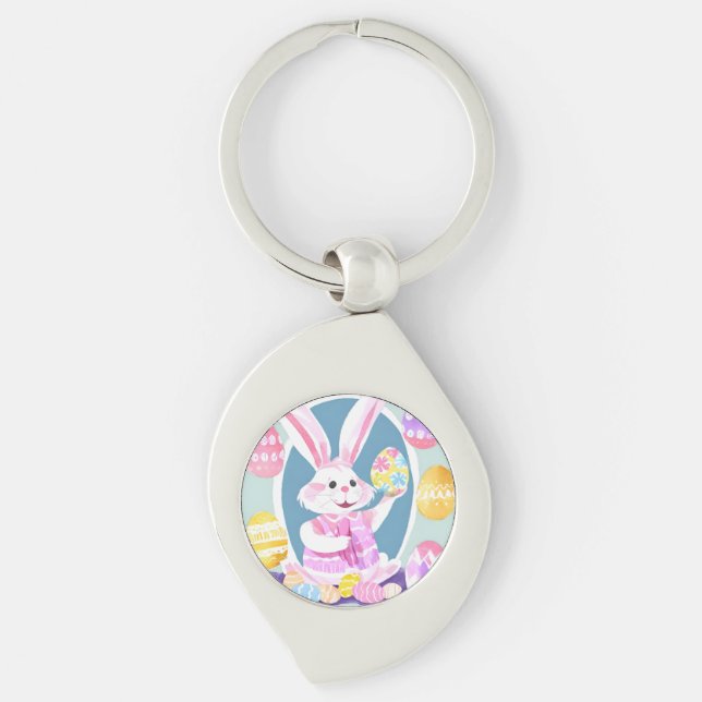 bunny with easter eggs key ring (Front)