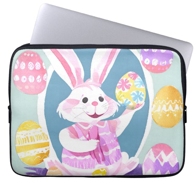 bunny with easter eggs laptop sleeve (Front)