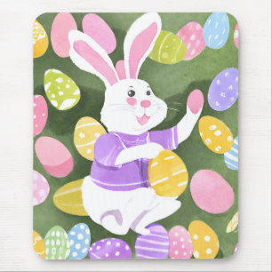 bunny with easter eggs mouse pad