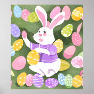 bunny with easter eggs poster