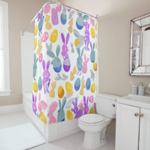 bunny with easter eggs shower curtain