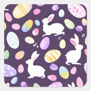 bunny with easter eggs square sticker