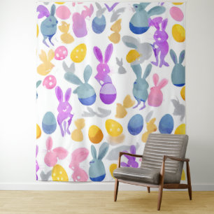 bunny with easter eggs tapestry