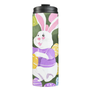 bunny with easter eggs thermal tumbler