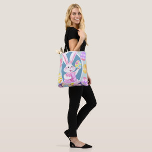 bunny with easter eggs tote bag
