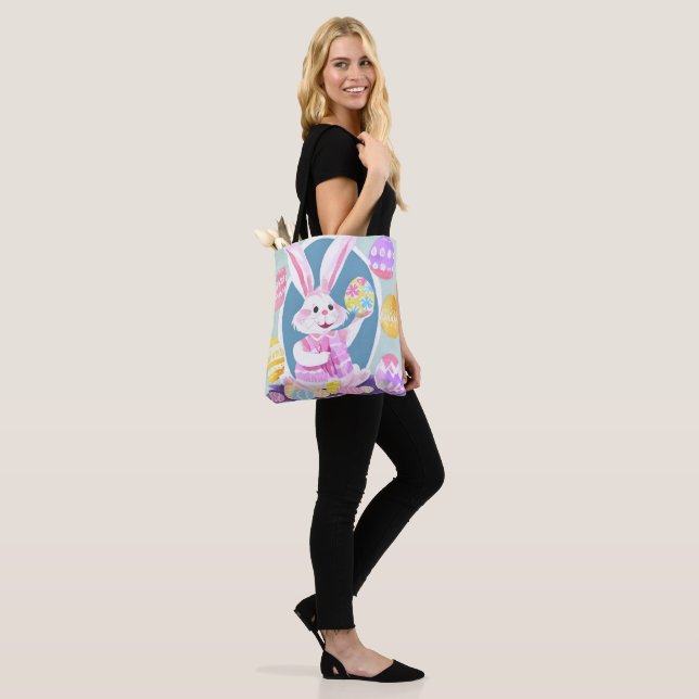 bunny with easter eggs tote bag (On Model)