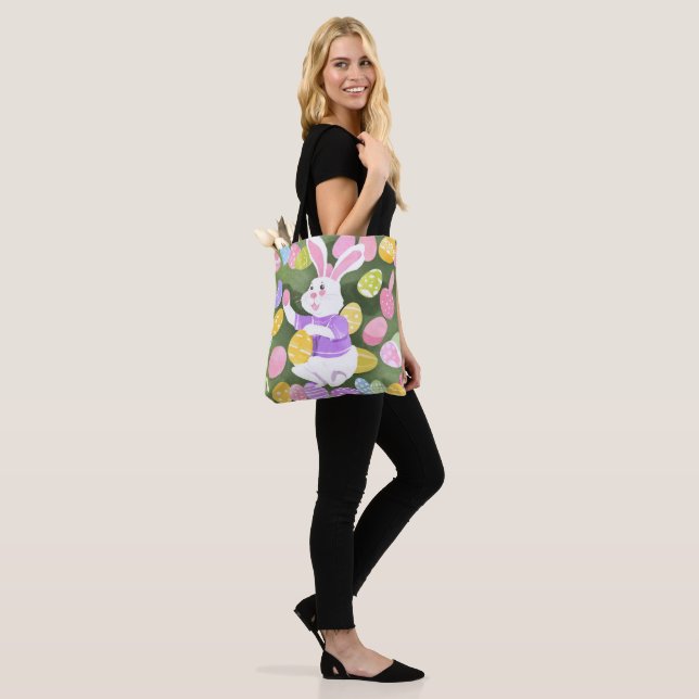 bunny with easter eggs tote bag (On Model)