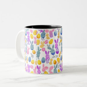 bunny with easter eggs Two-Tone coffee mug