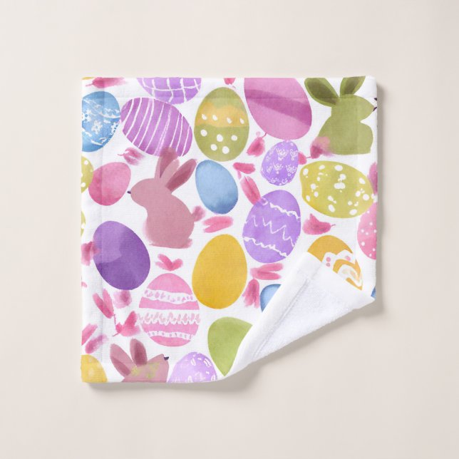 bunny with easter eggs wash cloth (Wash Cloth)
