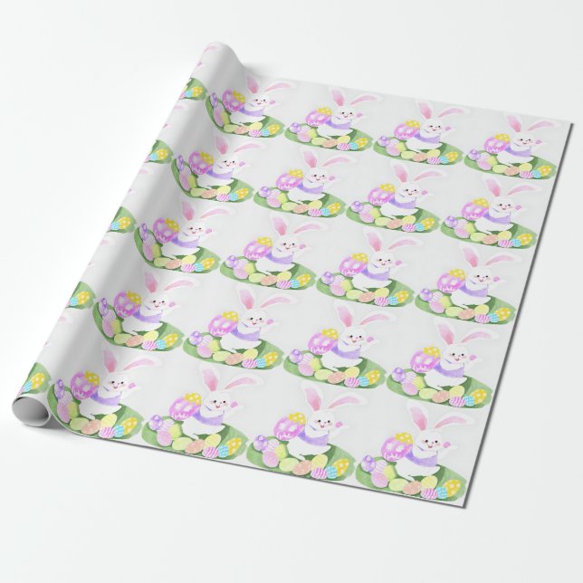 bunny with easter eggs wrapping paper (Unrolled)