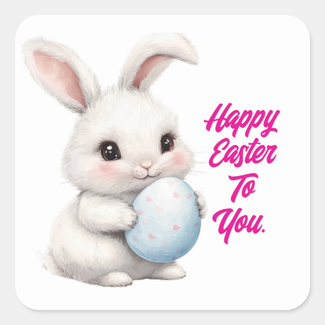 Bunny With Egg Easter Sticker (Front)