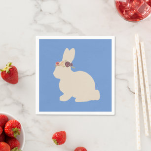Bunny with Flower Headband Painting Napkins
