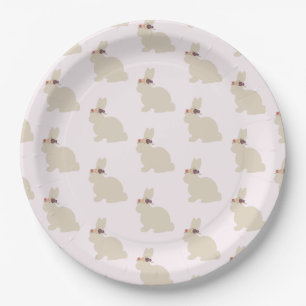 Bunny with Flower Headband Painting Napkins Paper Plate