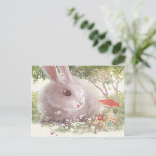 Bunny with Flowers Announcement Postcard