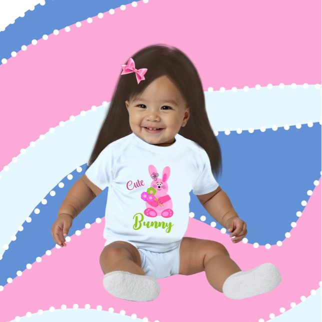 Bunny with flowers baby bodysuit (Creator Uploaded)