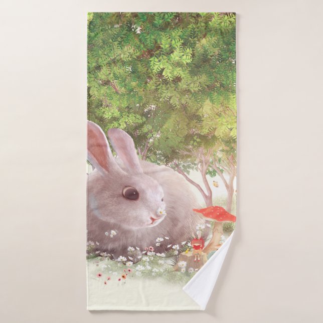 Bunny with Flowers Bath Towel (Bath Towel)