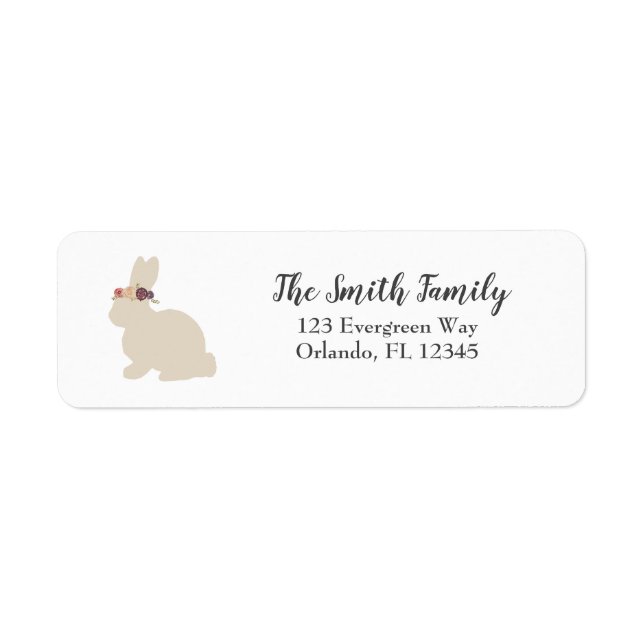 Bunny with Flowers Easter Return Address Label (Front)