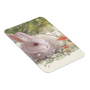 Bunny with Flowers Magnet
