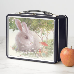 Bunny with Flowers Metal Lunch Box