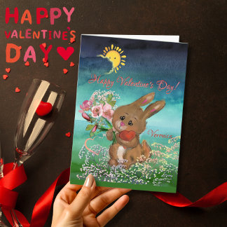 Bunny with flowers Valentine's Day Card