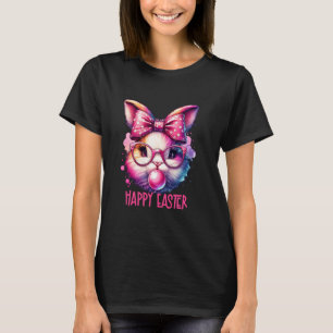 Bunny with Glasses Blowing Bubble Gum Women Cute E T-Shirt
