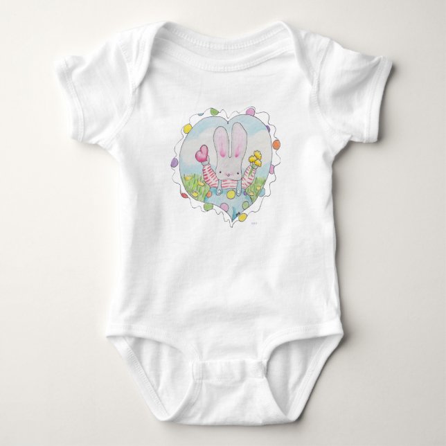 bunny with heart baby bodysuit (Front)