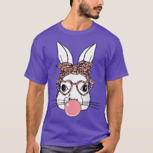 Bunny with Leopard Glasses , Cute Easter T-Shirt