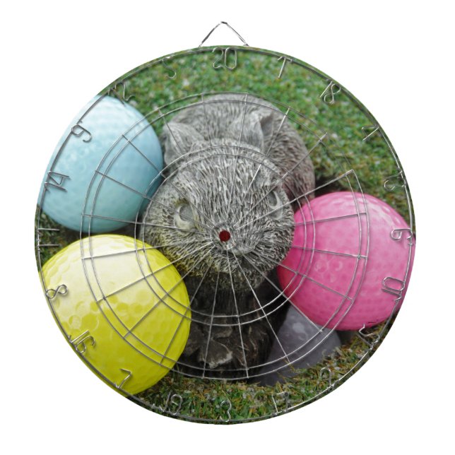 Bunny with pink blue yellow egg dartboard (Front)