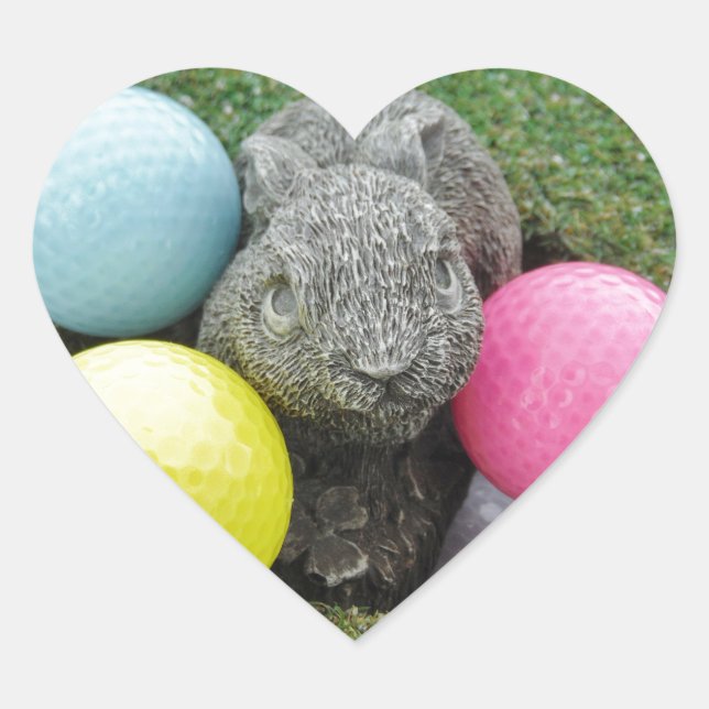 Bunny with pink blue yellow egg heart sticker (Front)