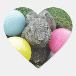 Bunny with pink blue yellow egg heart sticker