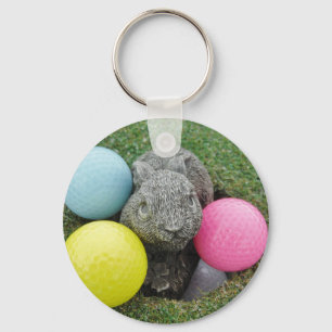 Bunny with pink blue yellow egg key ring